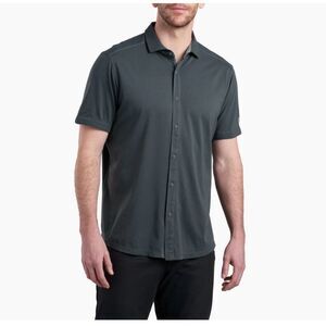 Kuhl Men’s Size Large Grey Innovatr Button Front Polo Short Sleeve Button Shirt